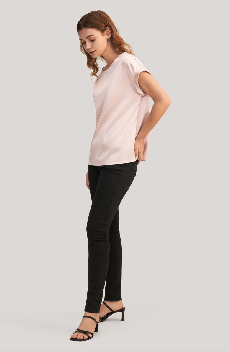 Lilysilk Women's Short Sleeves Round Neck Silk Tee, Alternate, color, Pale Pink