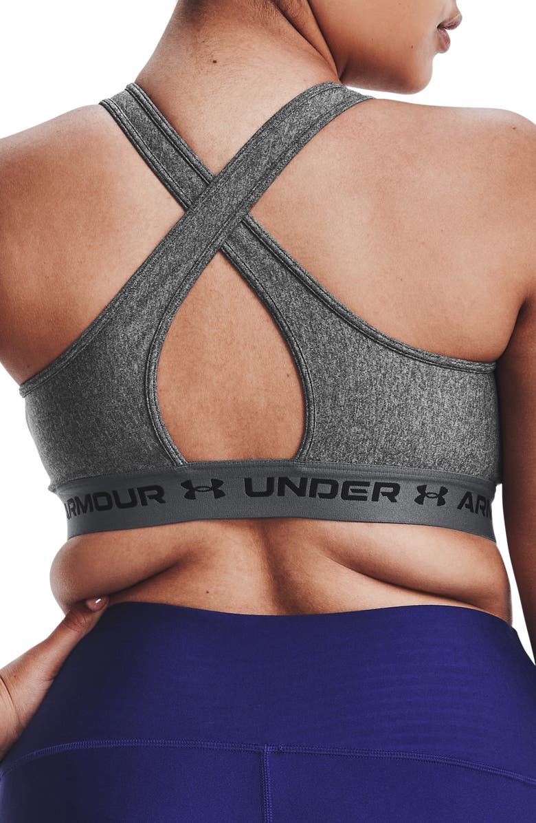 Under Armour HeatGear<sup>®</sup> Mid Crossback Heather Sports Bra, Alternate, color,