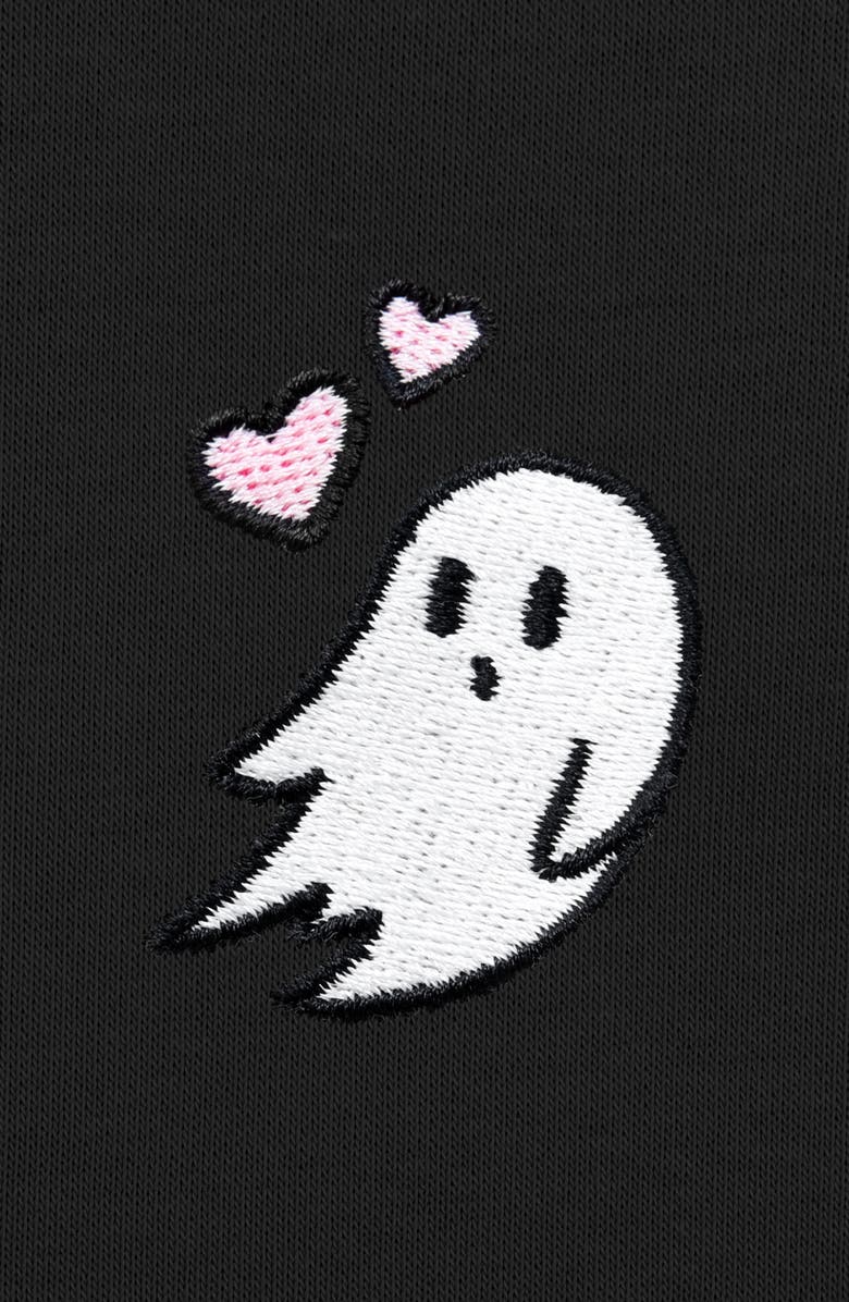 Dalix Heartly Ghost Midweight Fleece Relaxed Cropped Hoodie, Alternate, color, Black