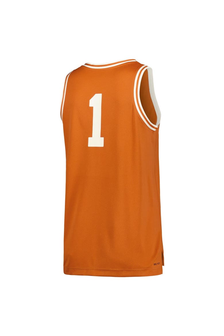 Men's Nike #1 Cream Texas Longhorns Retro Replica Basketball Jersey, Alternate, color, Burnt Orange