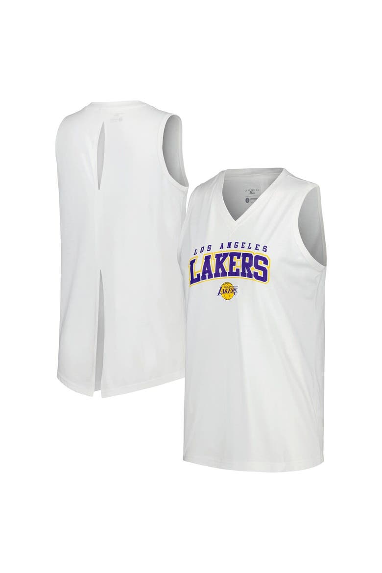 Women's Levelwear White Los Angeles Lakers Paisley Peekaboo Tank Top, Main, color, White