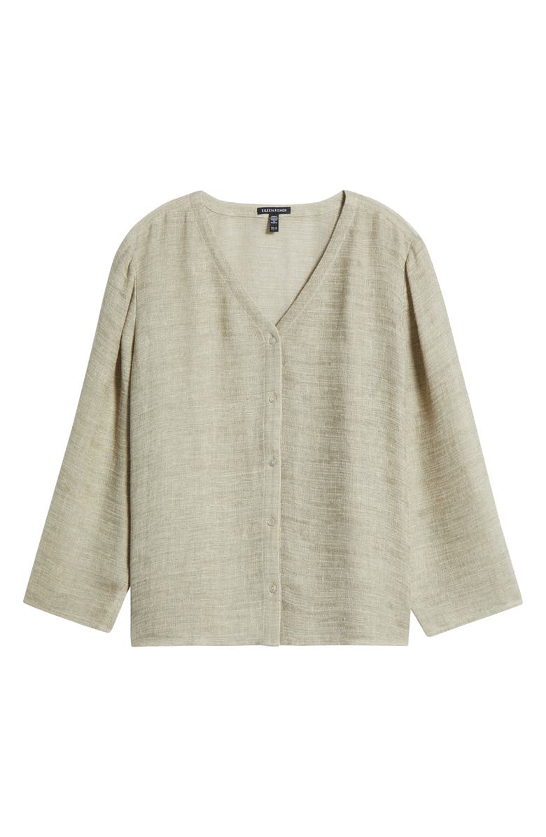 Eileen Fisher Organic Linen Blend Button-Up Shirt, Alternate, color, Natural White
