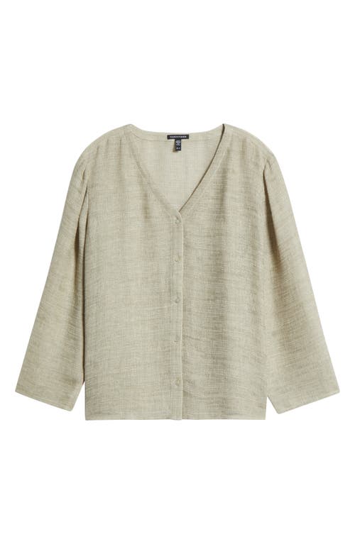 Eileen Fisher Organic Linen Blend Button-up Shirt In Natural White