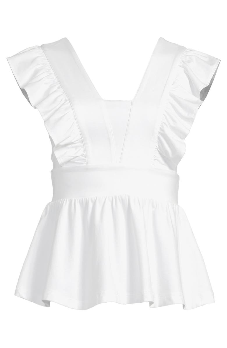 Lands' End Lightweight Jersey Ruffle Peplum Top, Alternate, color, White