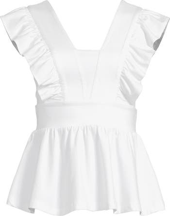 売れ筋商品|||ランズエンド カットソー トップス レディース Plus Size Lightweight Jersey Ruffle Peplum Top White Lands' End Women's Plus Size Lightweight Jersey Ruffle
