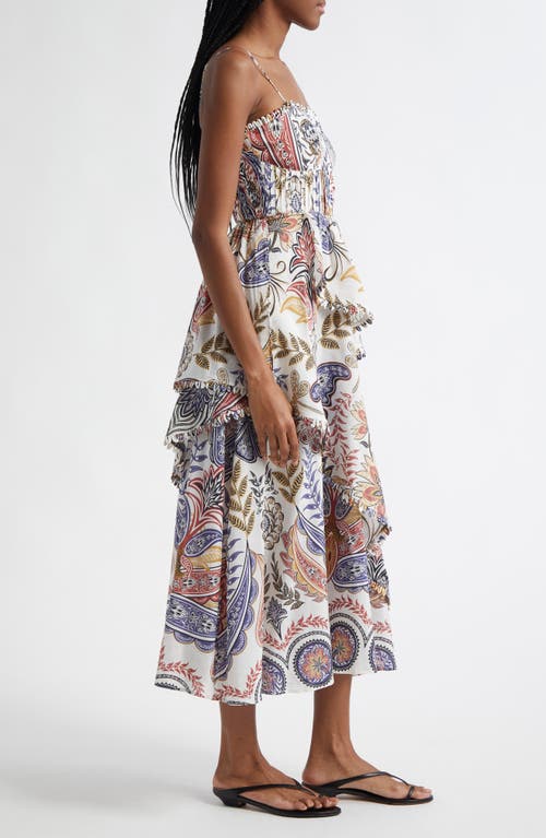 Farm Rio Boho Glam Floral Sundress In Boho Glam Off-white