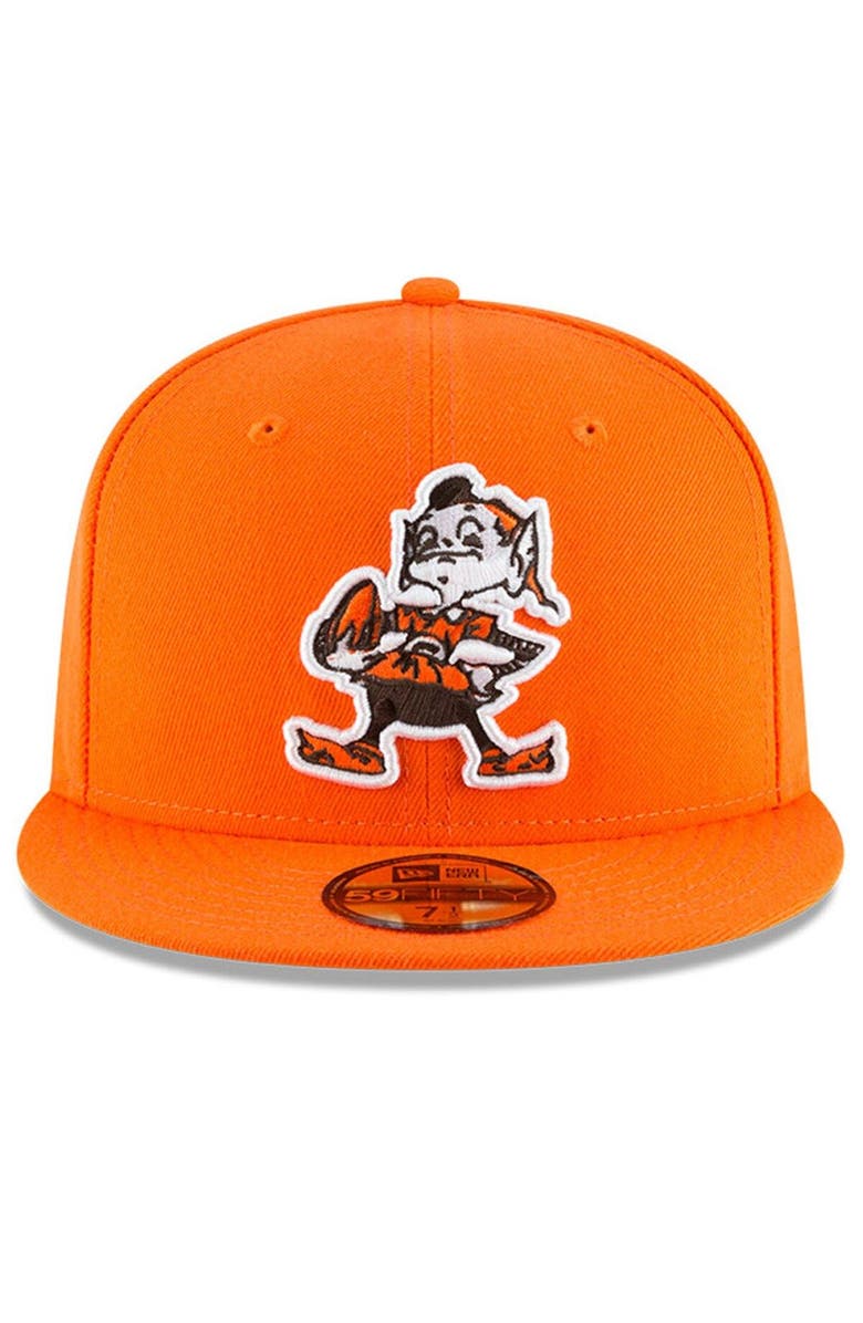 New Era Men's New Era Orange Cleveland Browns Omaha  Brownie The Elf Throwback 59FIFTY Fitted Hat, Alternate, color, 