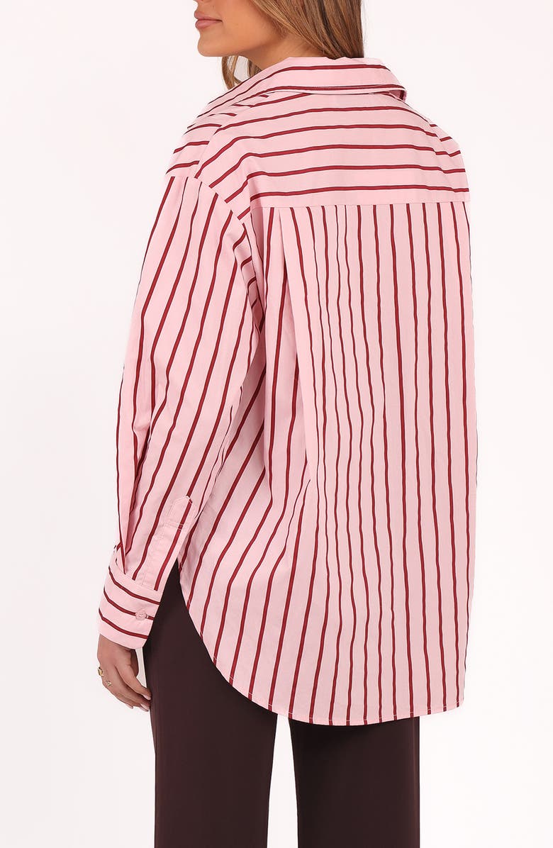 Petal & Pup Adam Stripe Oversize Cotton Button-Up Shirt, Alternate, color, Pink