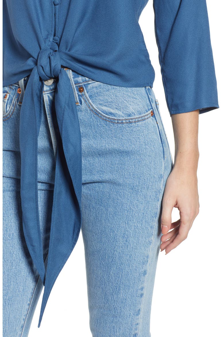 Tie Front Top, Alternate, color, BLUE DARK