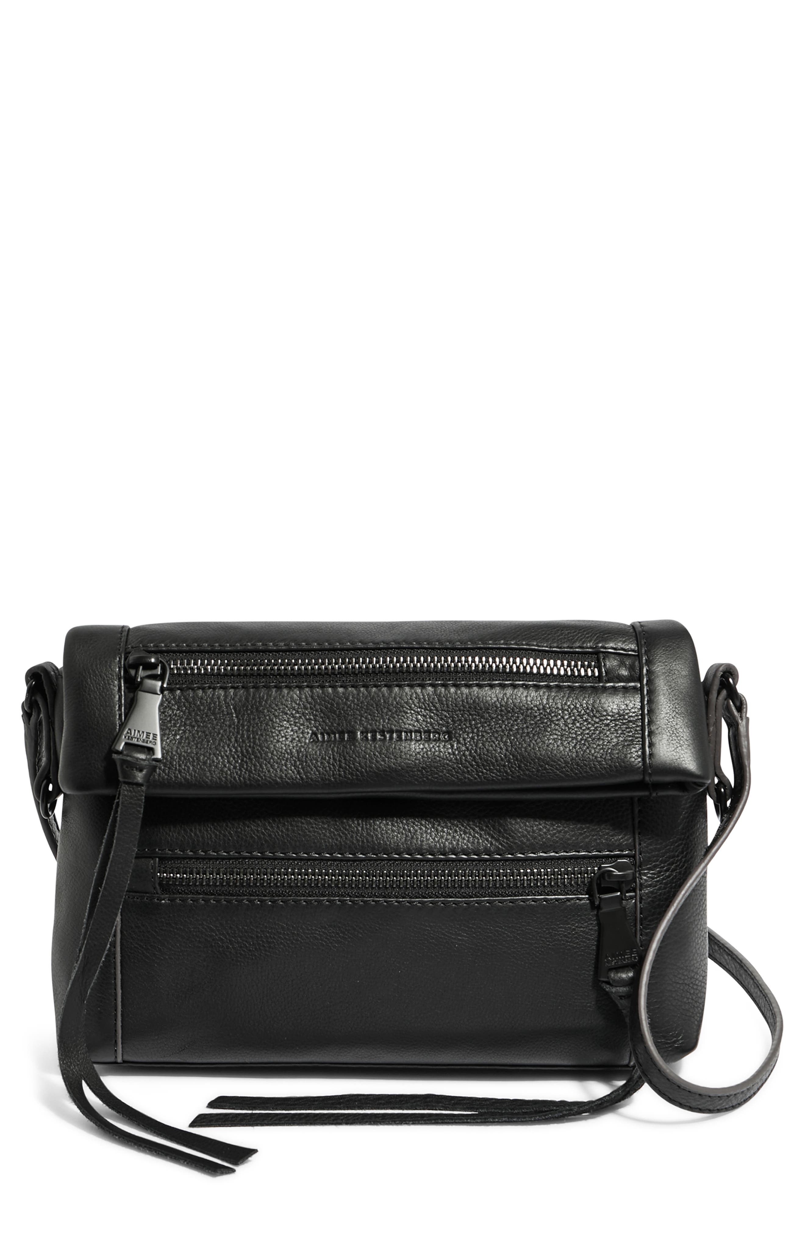 AIMEE Crosstown Double Entry Leather Crossbody Bag, Main, color, 