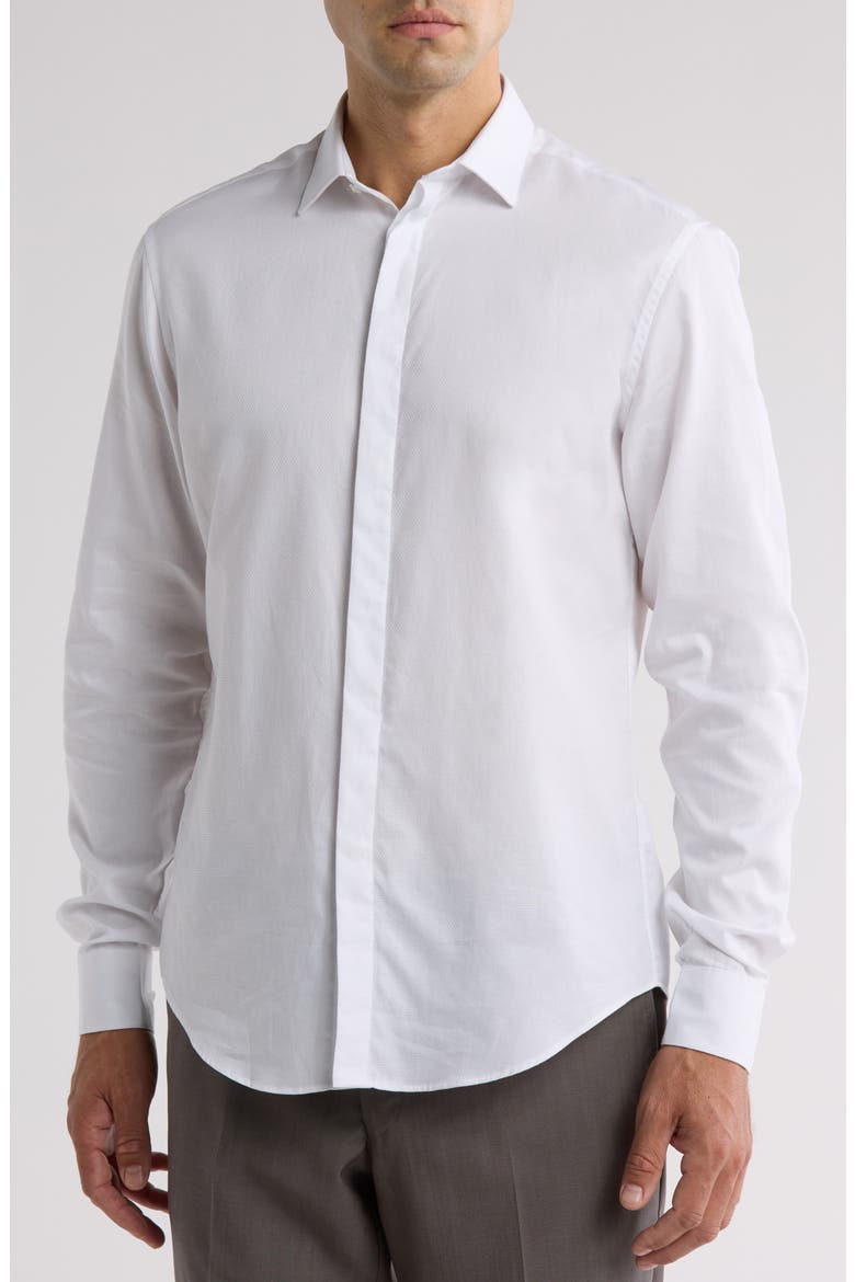 Slim Fit Tuxedo Dress Shirt, Main, color, WHITE