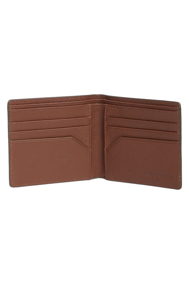 Slim Pebble Leather Bifold Wallet, Alternate, color, CHESTNUT