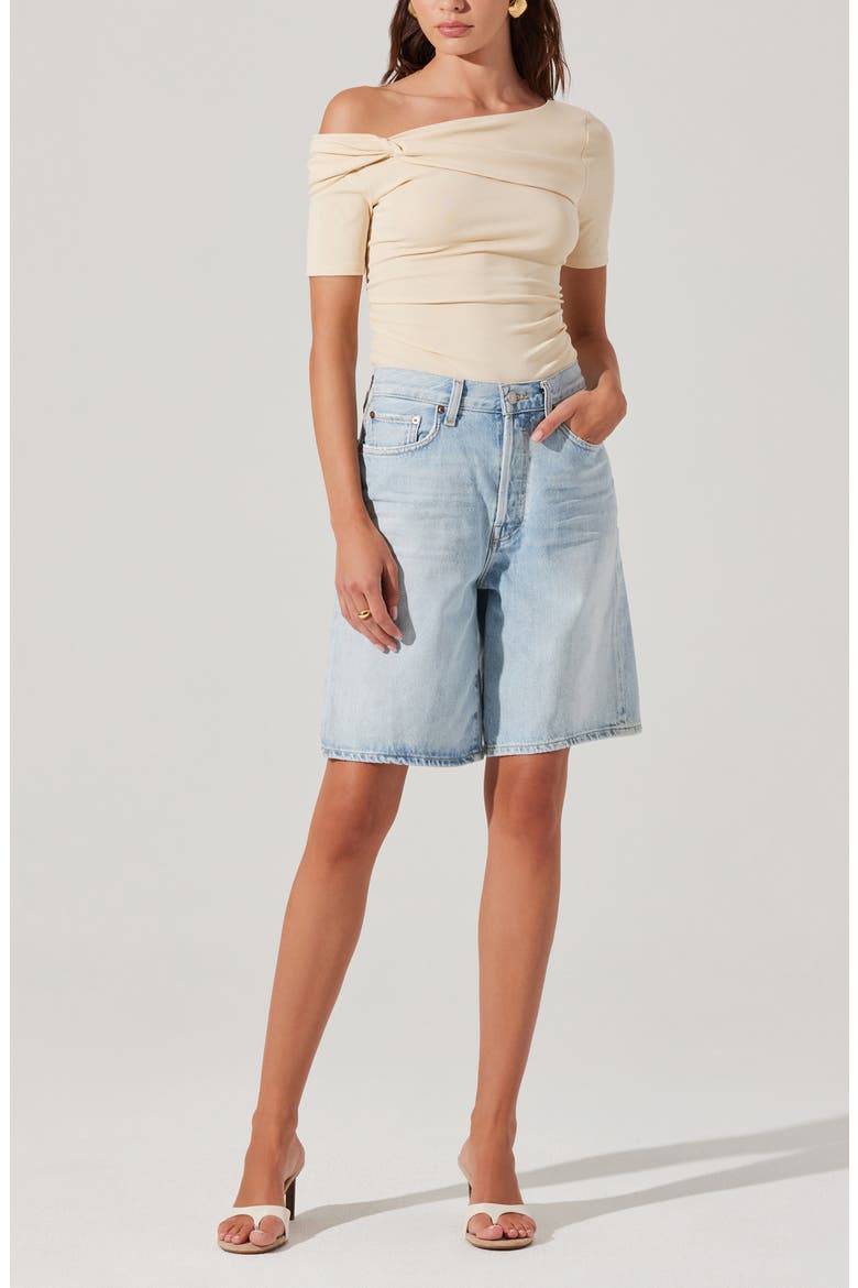 Saylah One-Shoulder Stretch Cotton Top, Main, color, CREAM