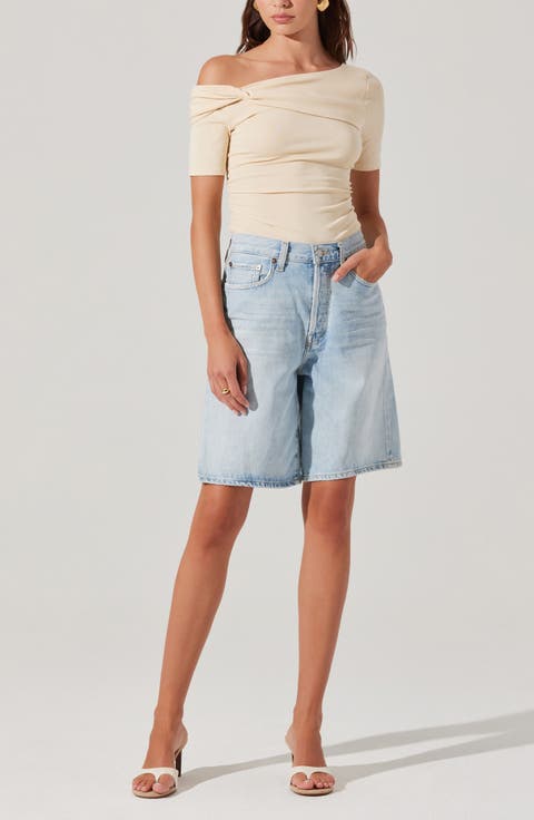 Saylah One-Shoulder Stretch Cotton Top