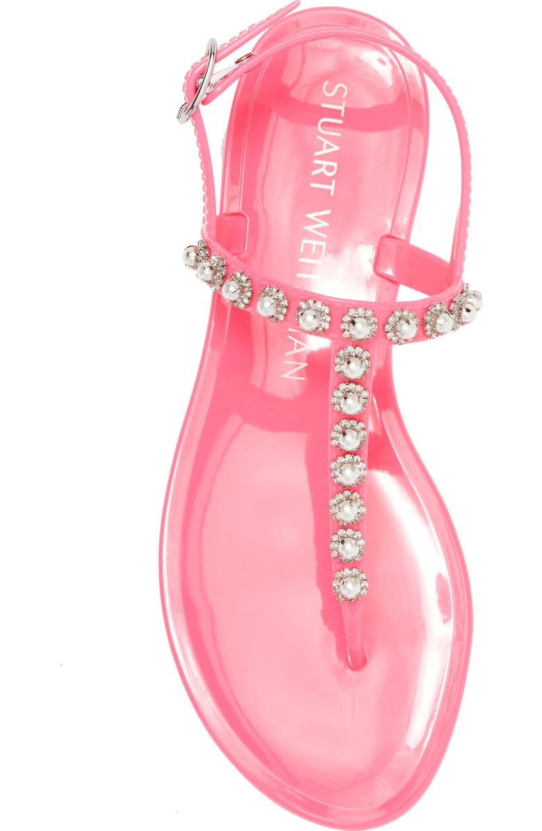 Stuart Weitzman Crystal Embellished Jelly Sandal, Alternate, color, Neon Pink