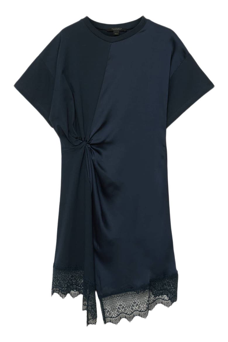 Lana Mixed Media Lace Trim T-Shirt Minidress, Alternate, color, MIDNIGHT BLUE