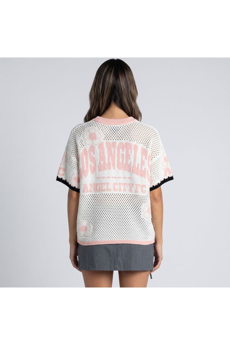 Women's The Wild Collective x Anthropologie Cream Angel City FC Crochet Jersey Top, Alternate, color, Cream