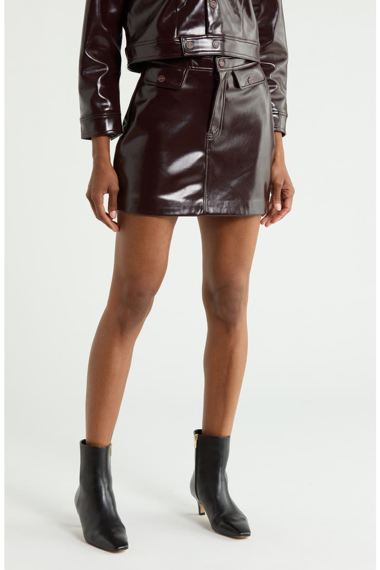The Jetset Faux Leather Miniskirt, Main, color, EMOTIONAL BAGGAGE