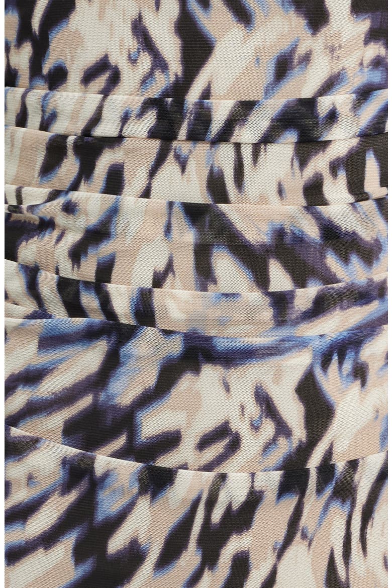 Ruched Mesh Midi Dress, Alternate, color, DUTCH BLUE MULTI