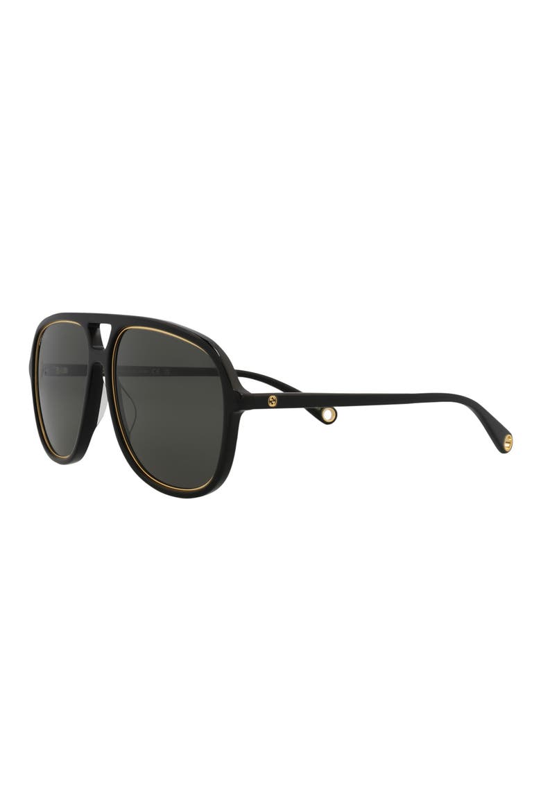 57mm Aviator Sunglasses, Alternate, color, BLACK BLACK GREY