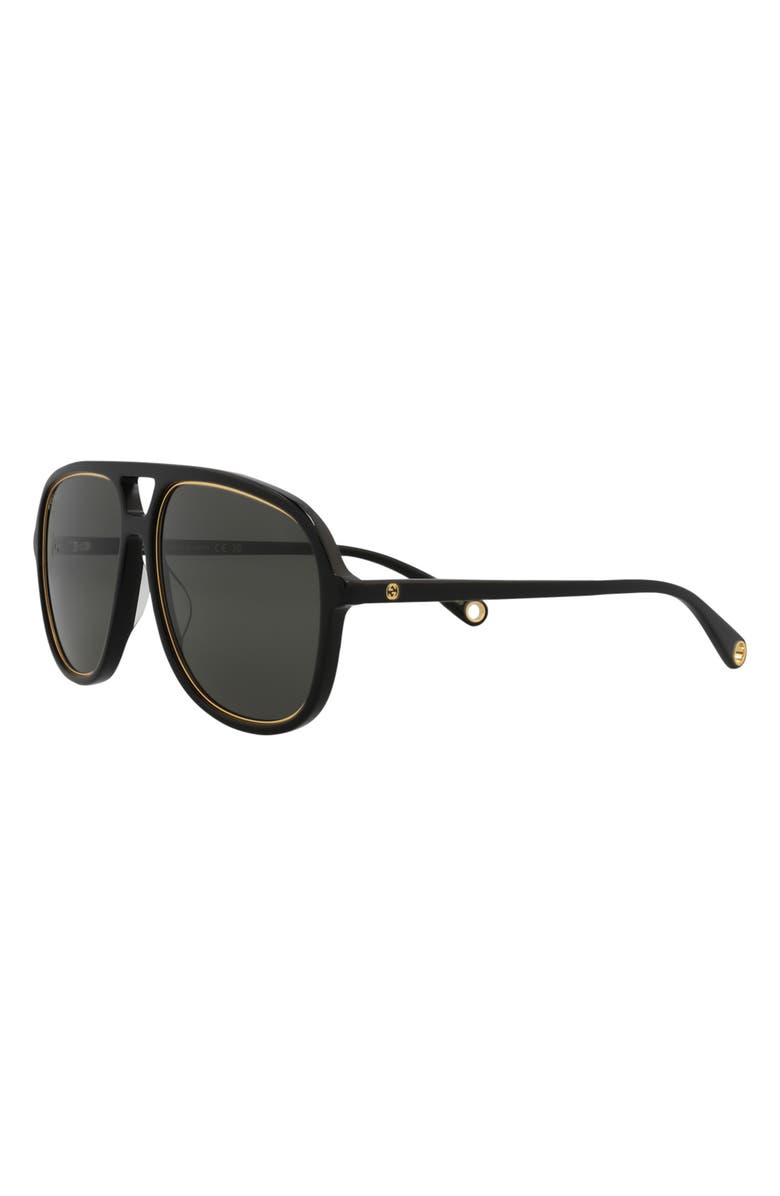 Gucci 57mm Aviator Sunglasses, Alternate, color, 