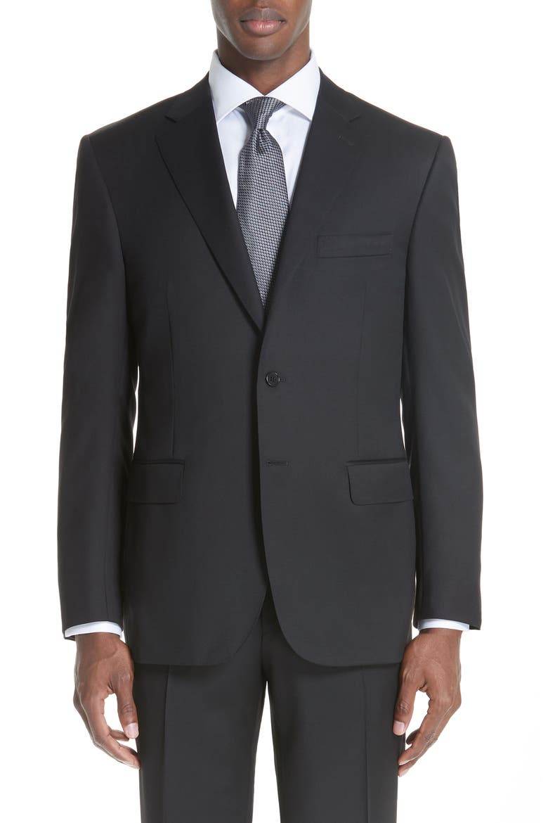Classic Fit Wool Suit, Alternate, color, BLACK