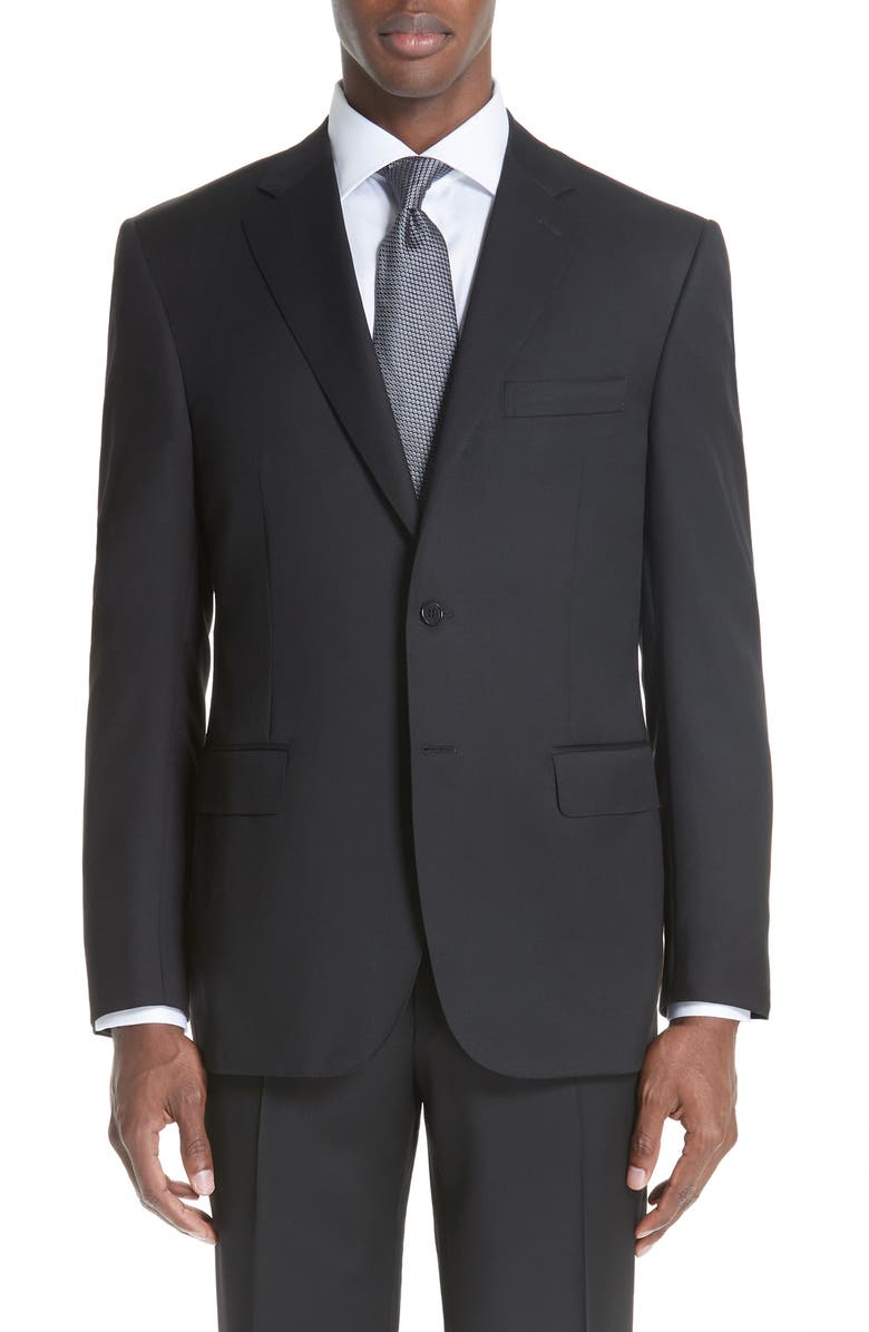 Canali Classic Fit Wool Suit, Alternate, color, Black