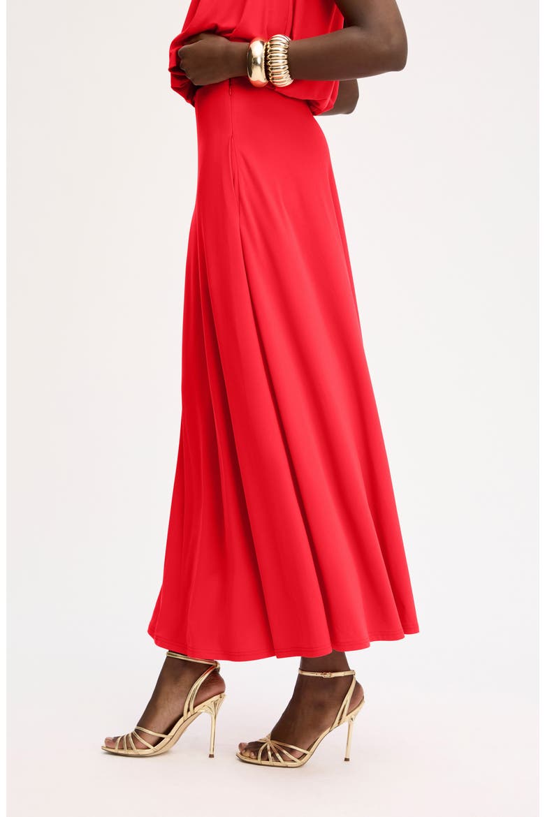 Gathered A-Line Midi Skirt, Alternate, color, FLAME