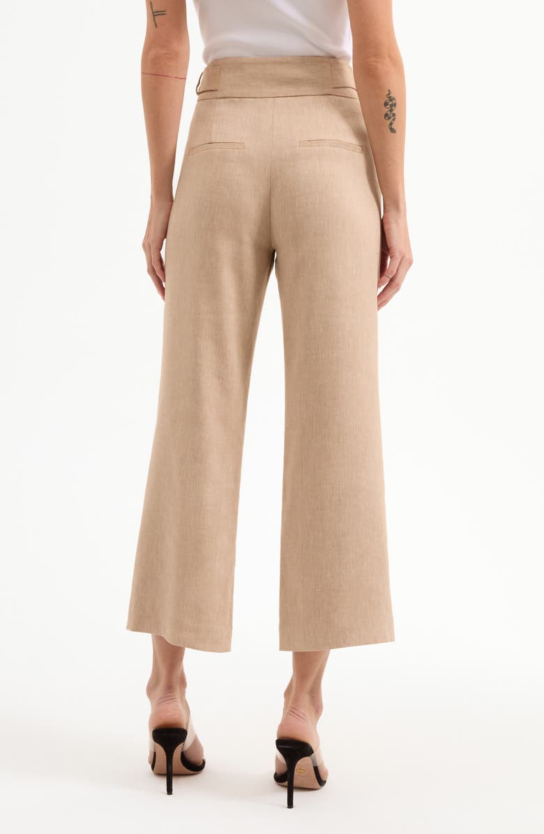 Veronica Beard Aubrie Crop Flare Linen Blend Pants, Alternate, color, Khaki Melange