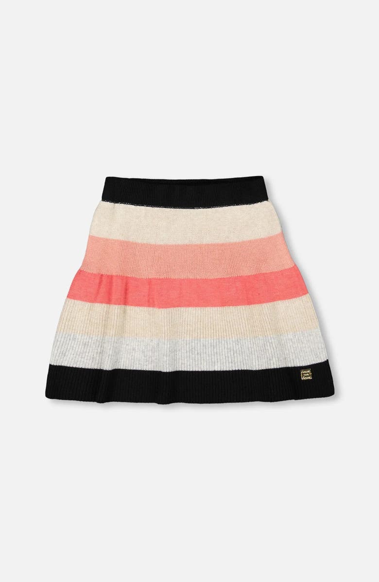 Deux par Deux Striped Knit Skirt, Main, color, Beige, Black And Pink