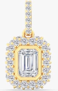 Everlee Emerald Pavé Domed Lab Diamond Pendant in 14K