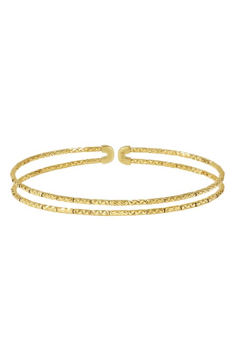 14K Gold Textured Cuff Bracelet