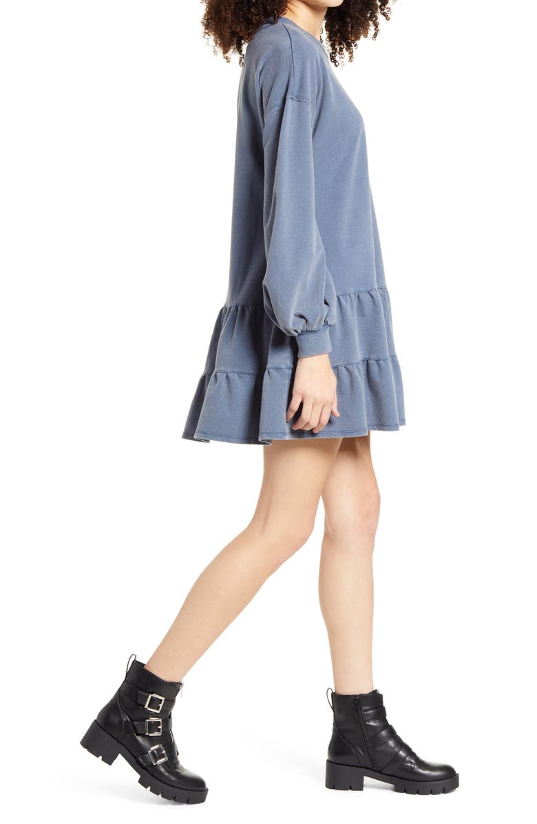 BP. Drop Waist Long Sleeve Babydoll Dress, Alternate, color, 