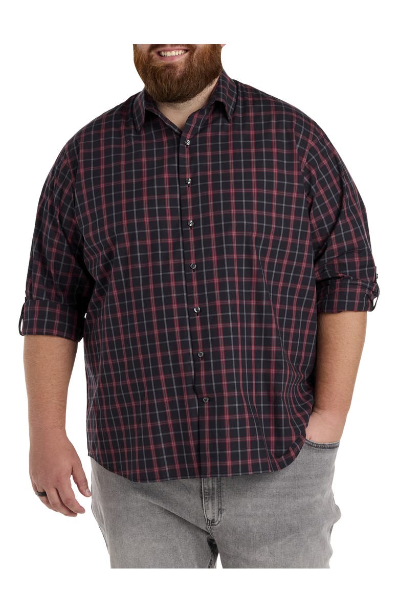 Synrgy by DXL Big & Tall Plaid Sport Shirt, Main, color, Black Red