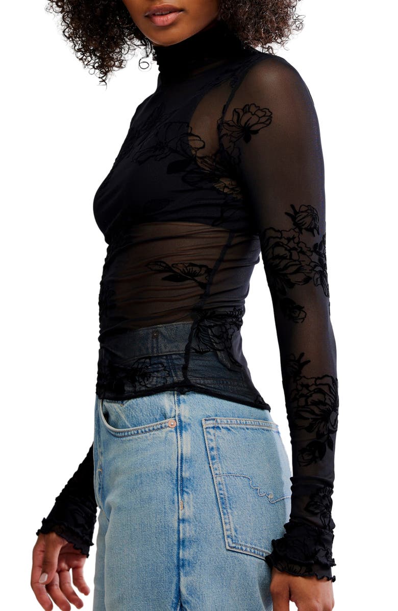 Free People You Decide Lace Mesh Top, Alternate, color, Black