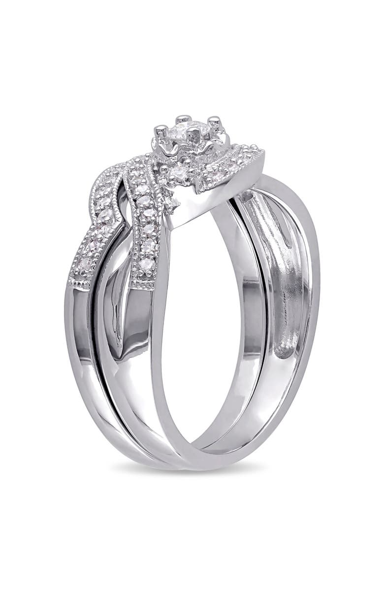 Julianna B. Diamond Crossover Bridal Ring Set, Alternate, color, Sterling Silver