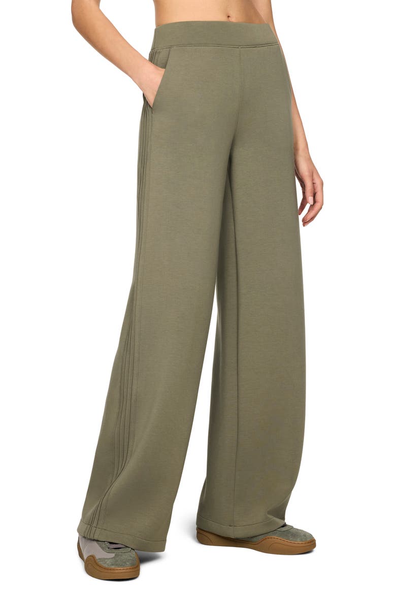 Pintuck High Waist Wide Leg Pants, Main, color, HERB