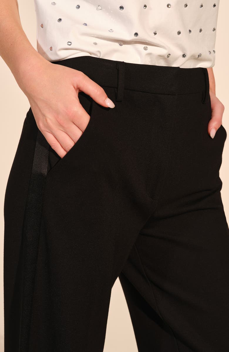 Isaac Mizrahi New York Ponte Tuxedo Pants, Alternate, color, Black