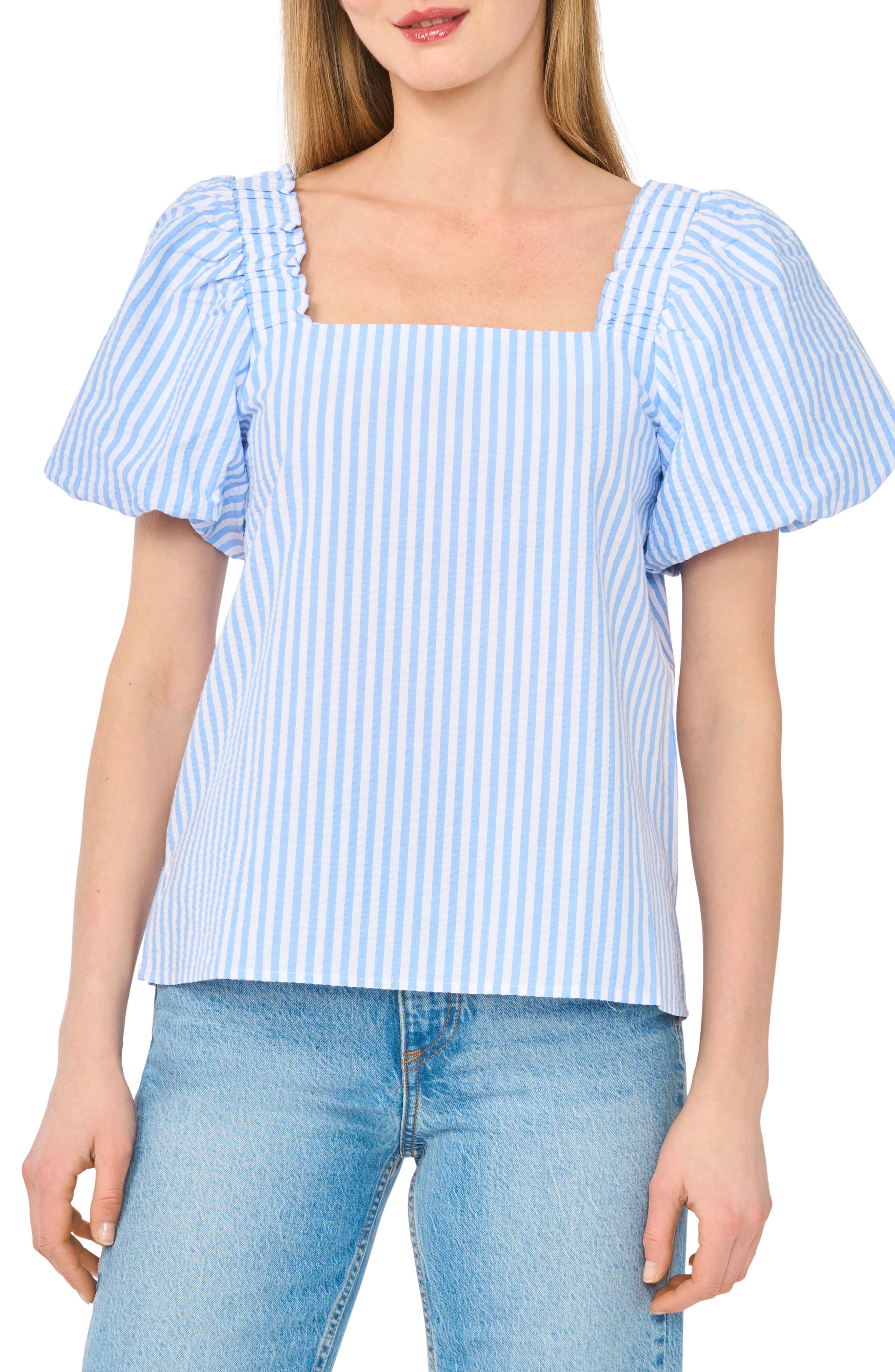 CeCe Puff Sleeve Cotton Top