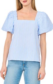 CeCe Puff Sleeve Cotton Top