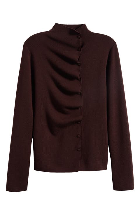 Asymmetrical Wool Pleated Top