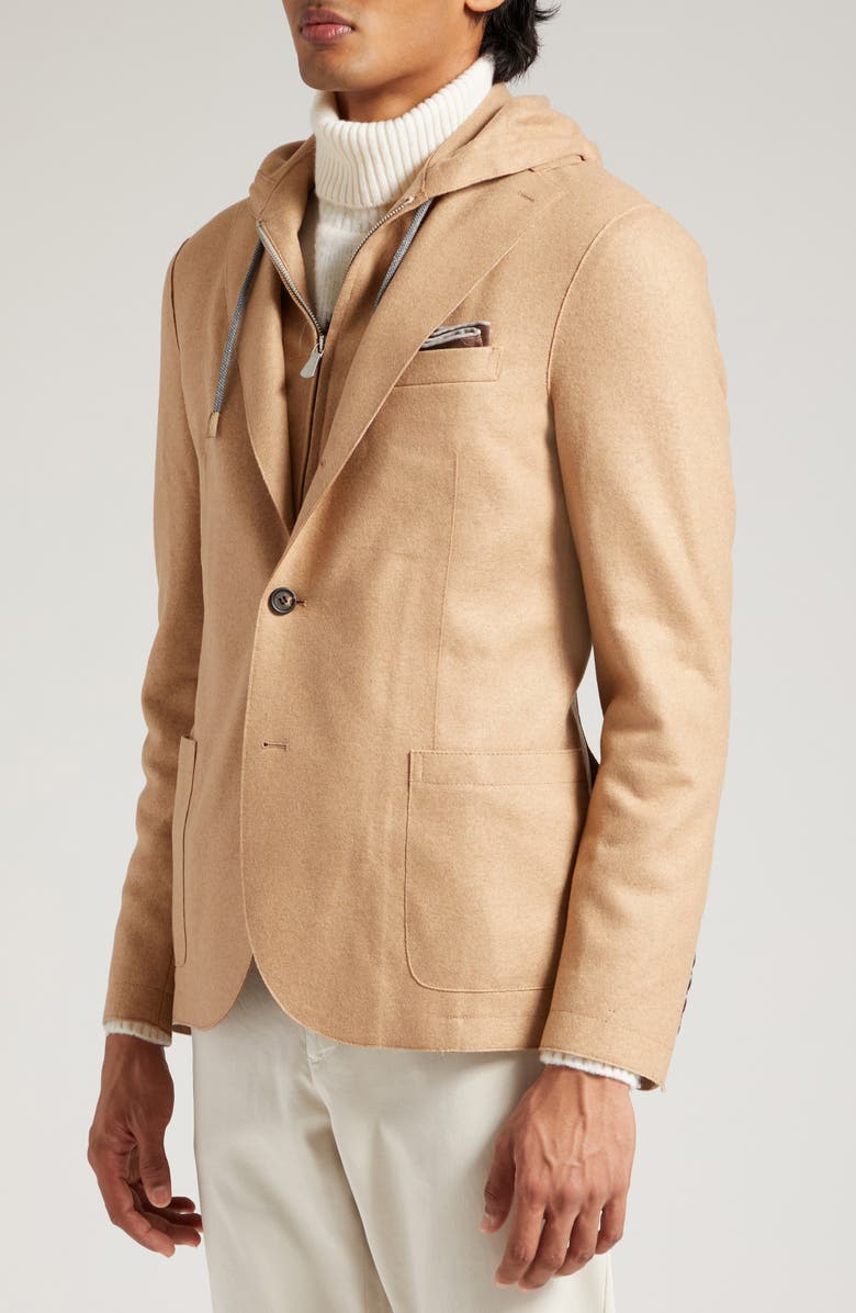 Eleventy Brushed Jersey Sport Coat with Removable Hooded Bib, Alternate, color,