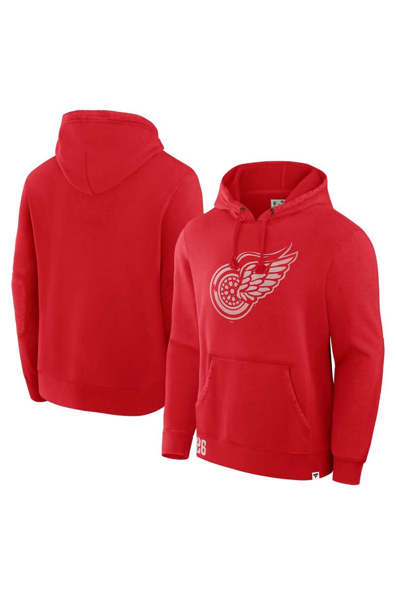 Men's Fanatics Red Detroit Red Wings Decades Collection Tradition Fleece Pullover Hoodie, Main, color, Red