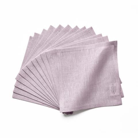 Linen Cocktail Napkins 6 x 6 Inch Set of 12 - Athena