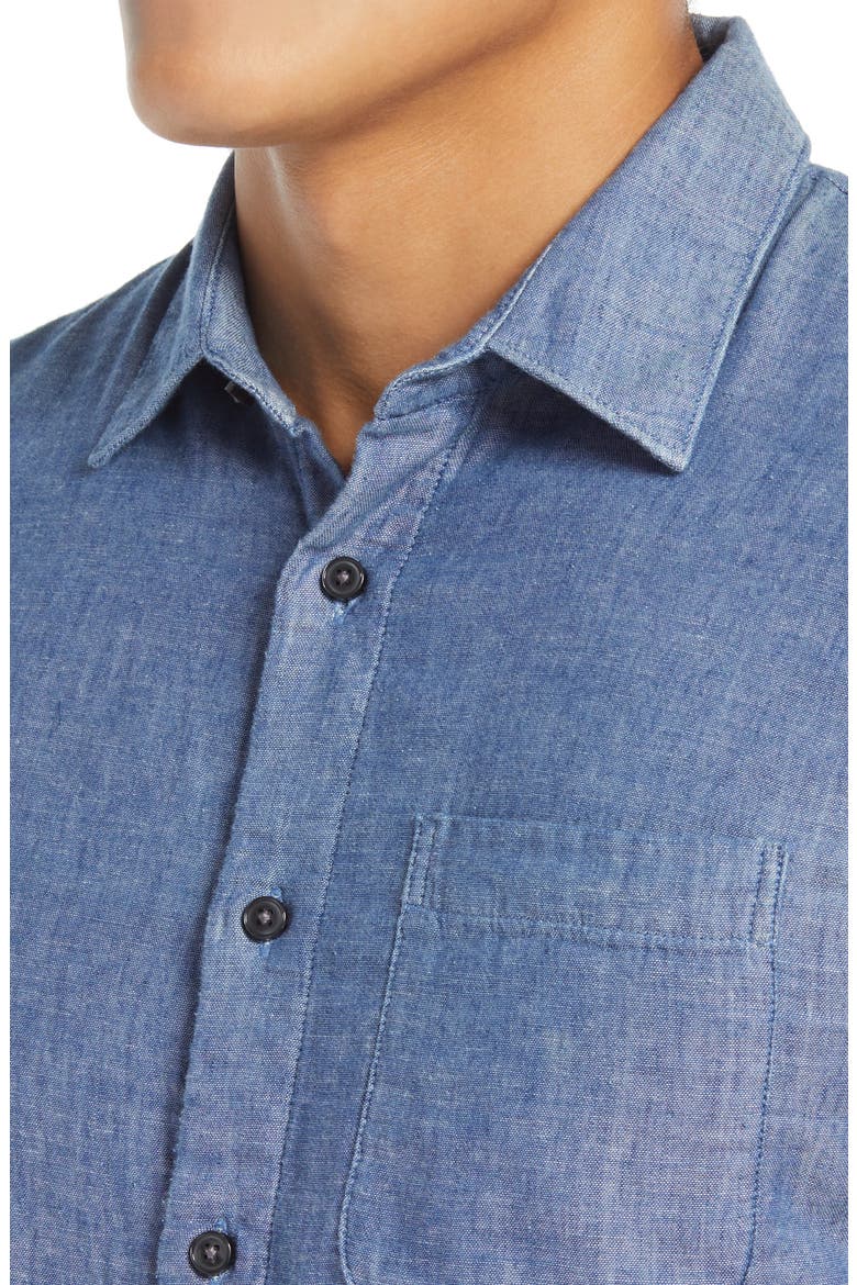 Slim Fit Double Gauze Button-Up Shirt, Alternate, color, LIGHT INDIGO