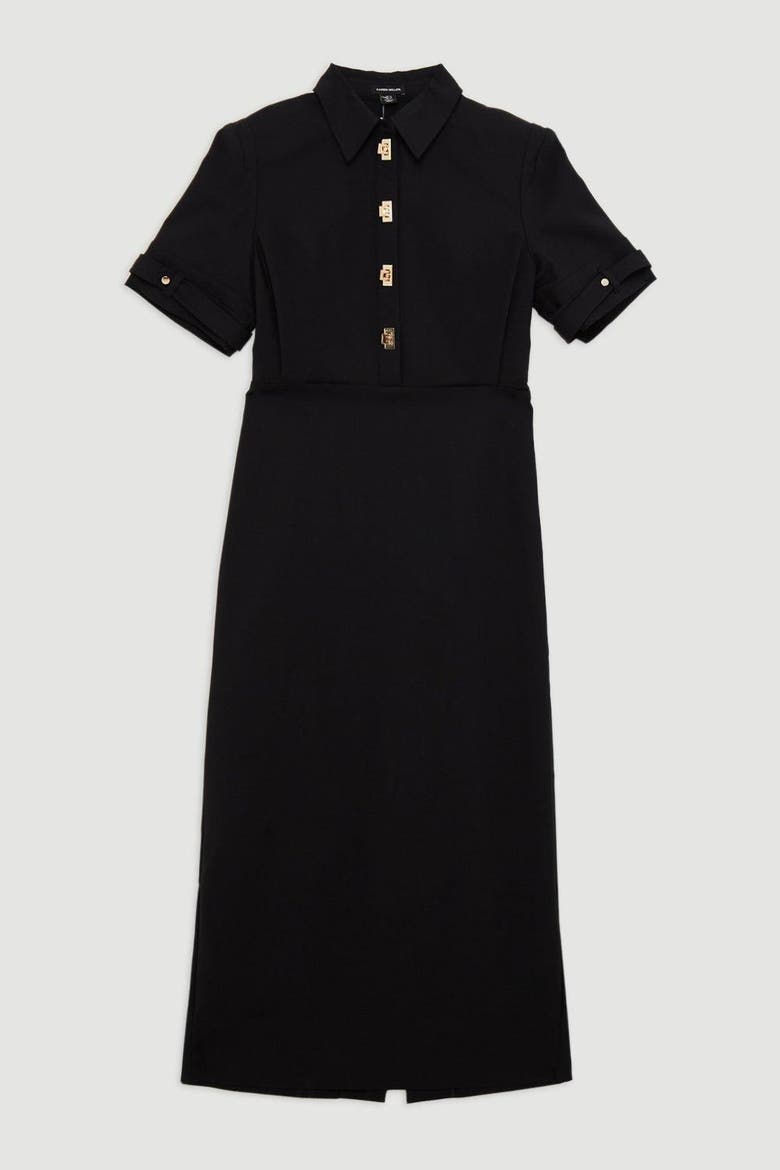 Techno Shirt Dress With Gold Hardware, Alternate, color, Black