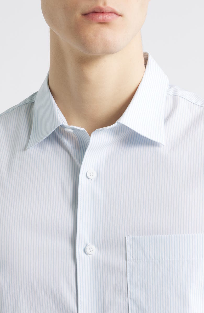 Nordstrom Stripe Performance Stretch Cotton Blend Sport Shirt, Alternate, color, White- Blue Simple Stripe