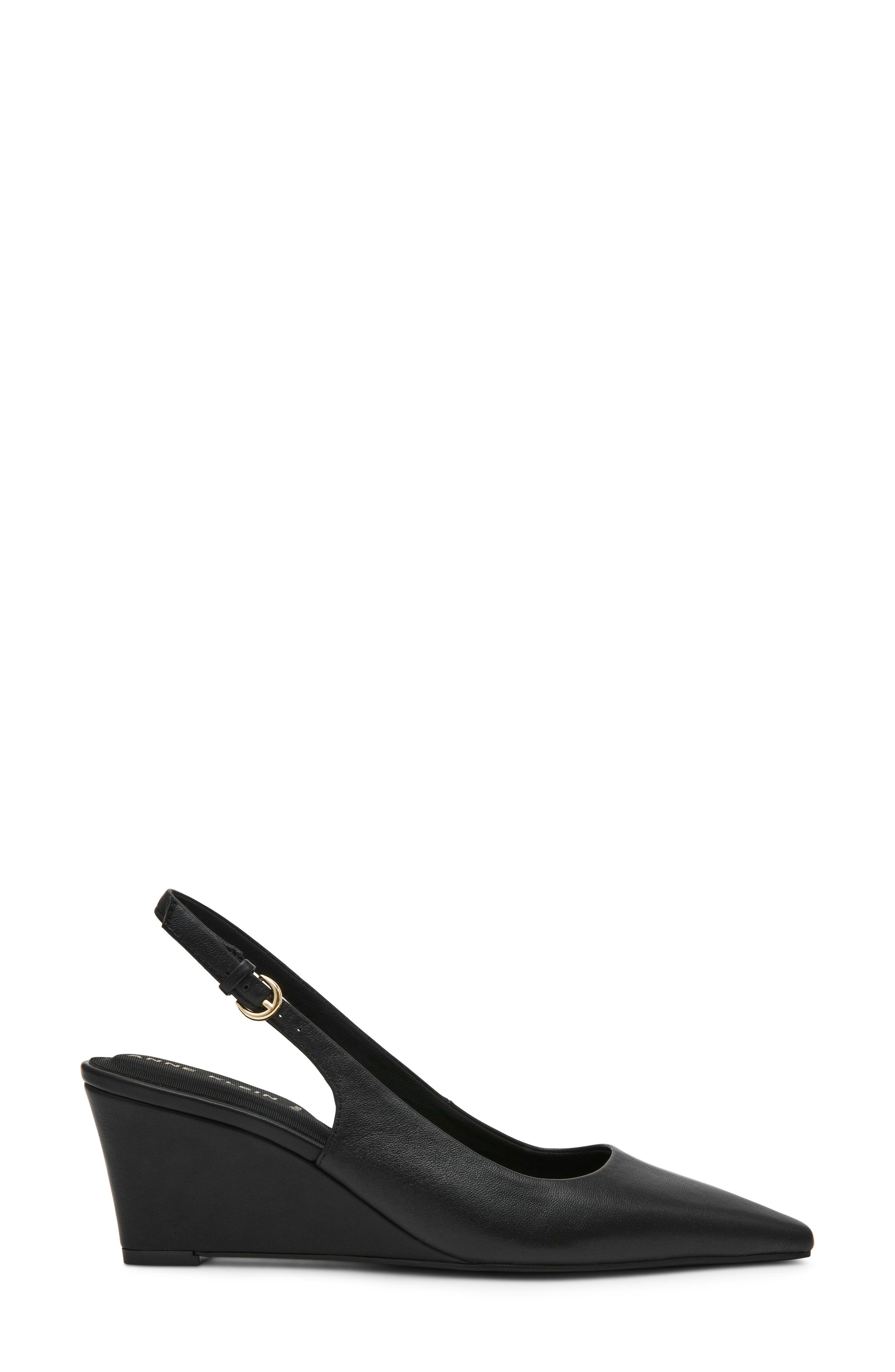 Cookie Wedge Slingback Pump, Alternate, color, BLACK LEATHER