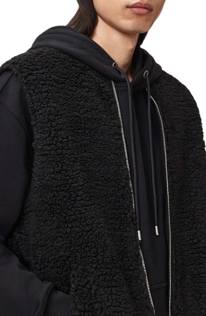 AllSaints Otis Fleece Vest, Alternate, color, Jet Black