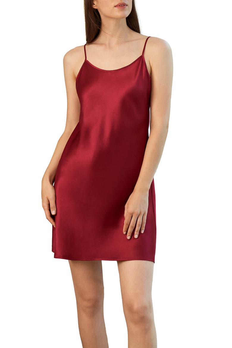 Women's Feminine Silk Chemise, Main, color, Claret